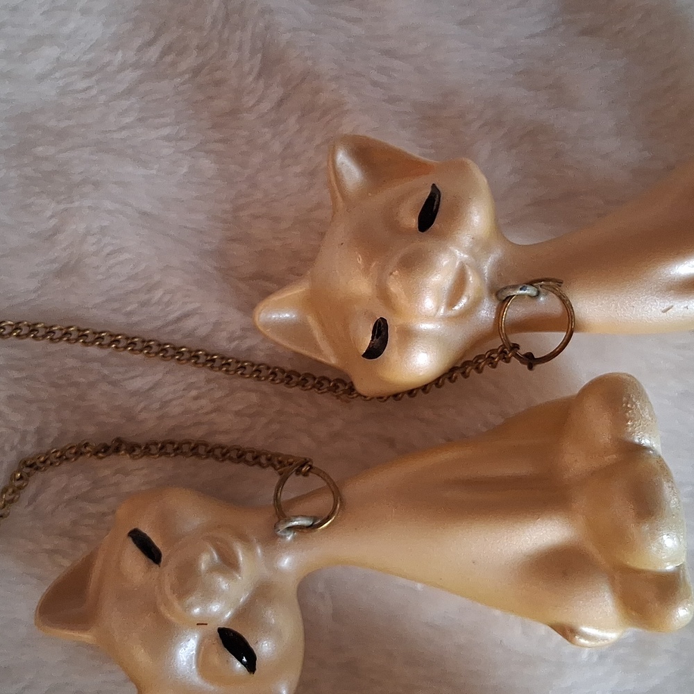 Charming Vintage Long Eyelash Cat Figurine Set. Made In JAPAN. 60s. - Picture 3 of 5